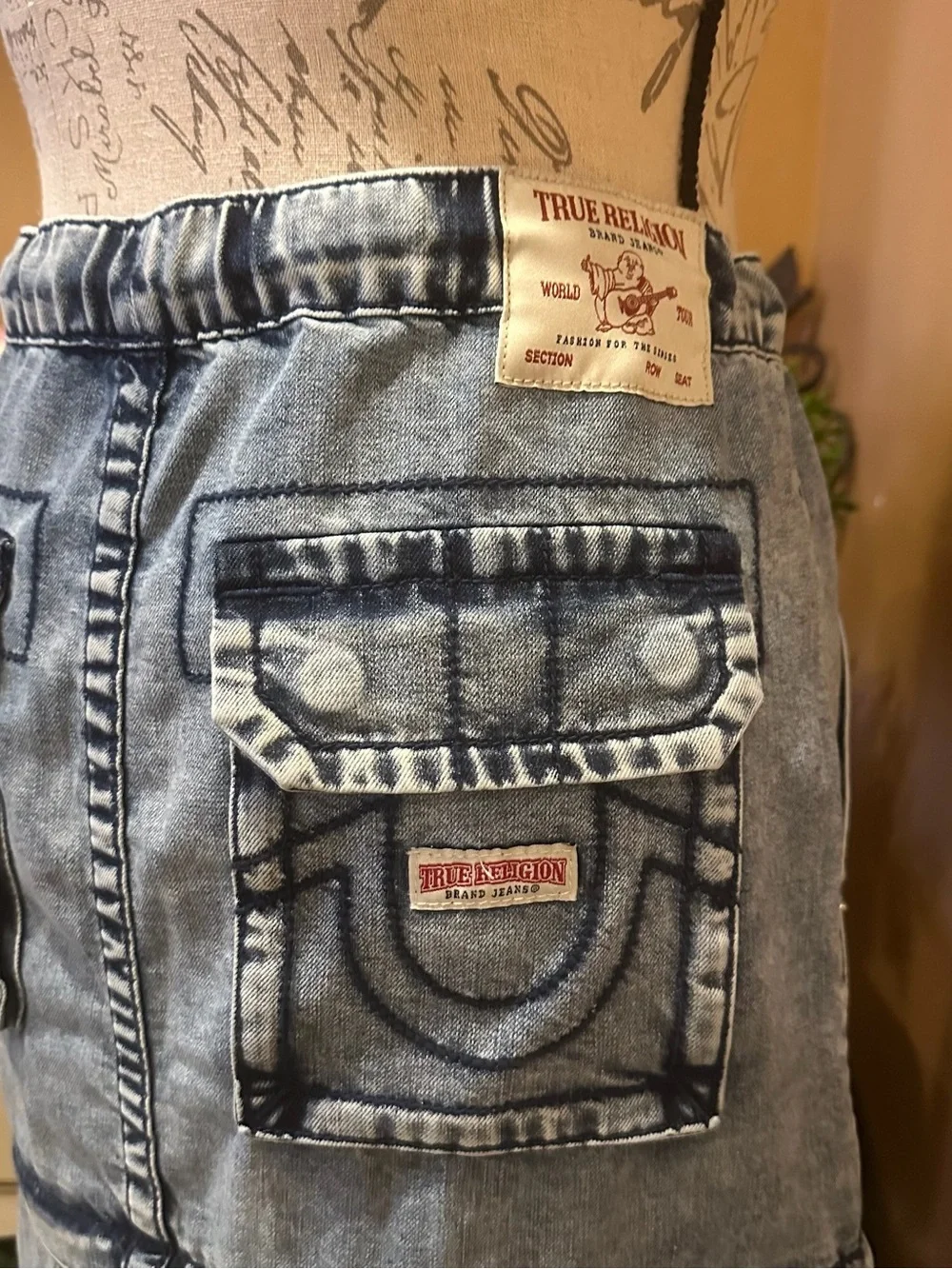 True Religion Y2K detachable convertible washed denim skirt